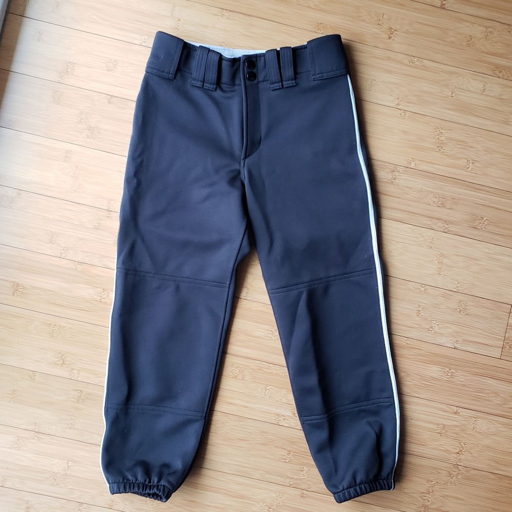 MIZUNO black white piped softball pants XS